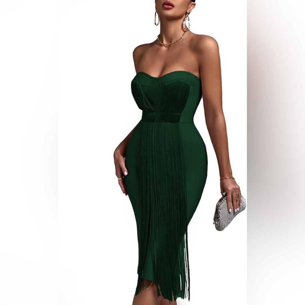 Elegant Strapless Green Dress